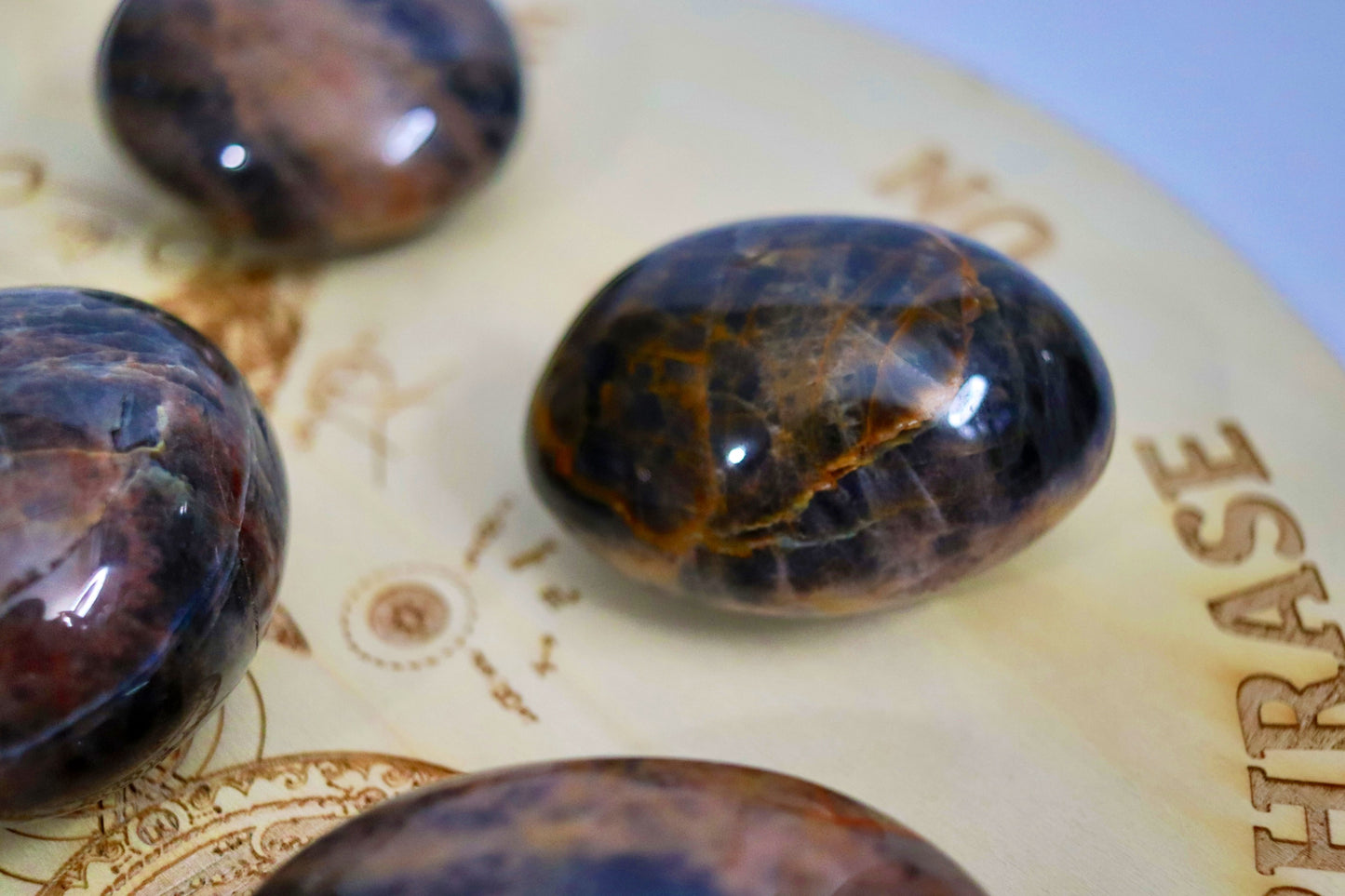 Black Moonstone Palm Stones