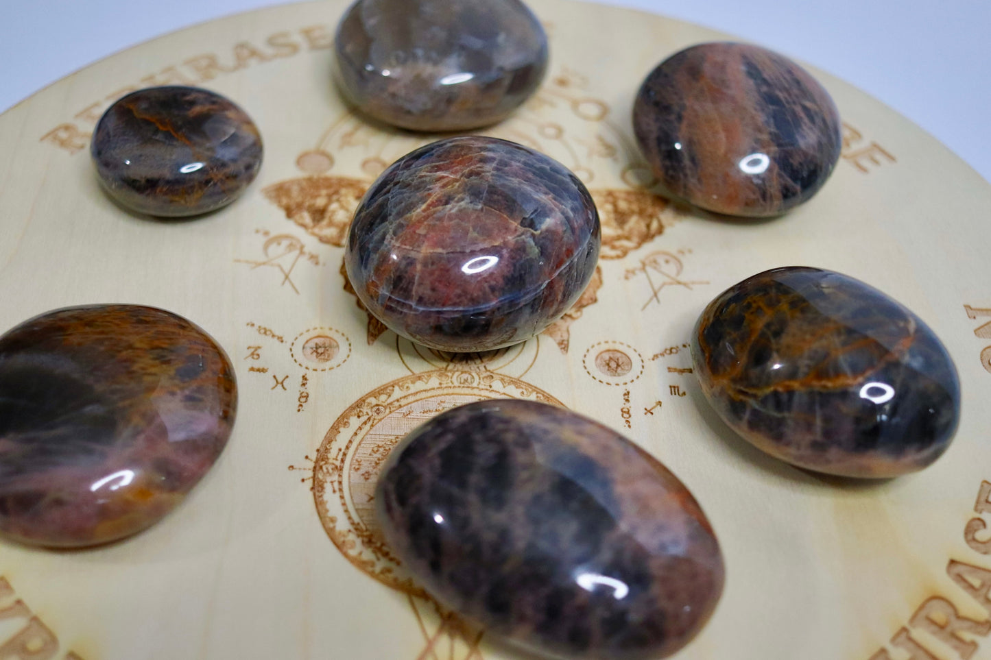 Black Moonstone Palm Stones