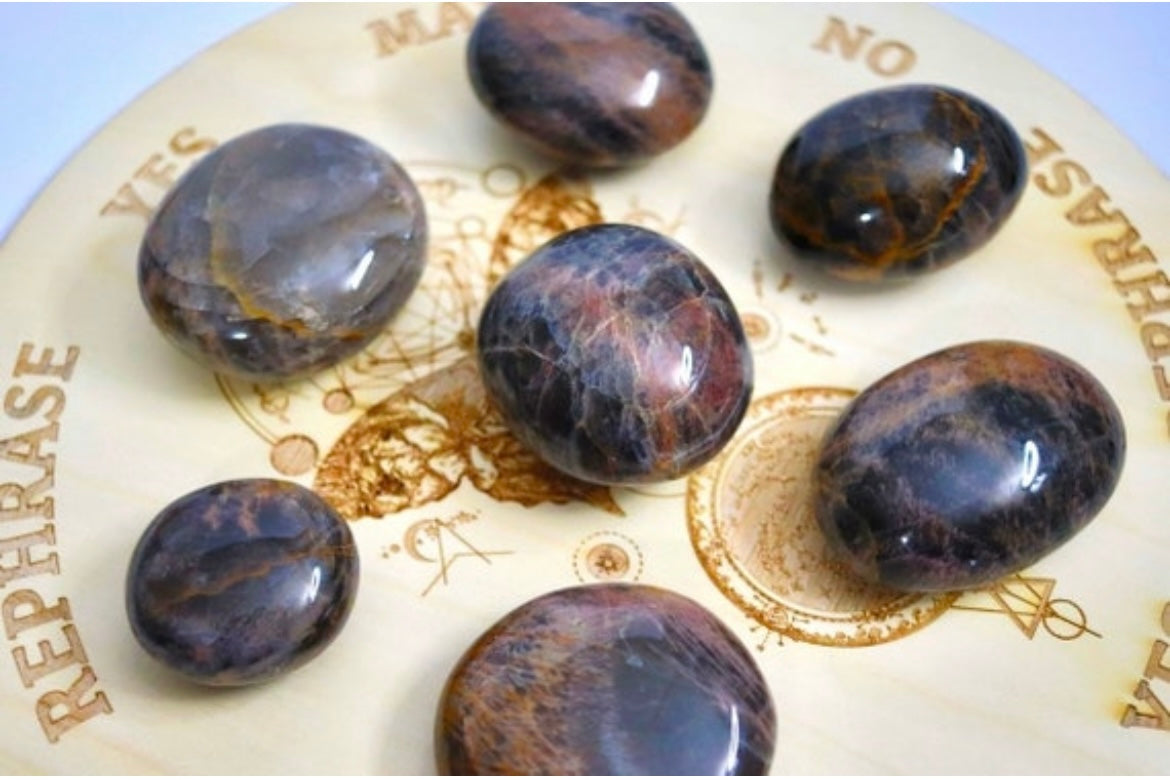Black Moonstone Palm Stones