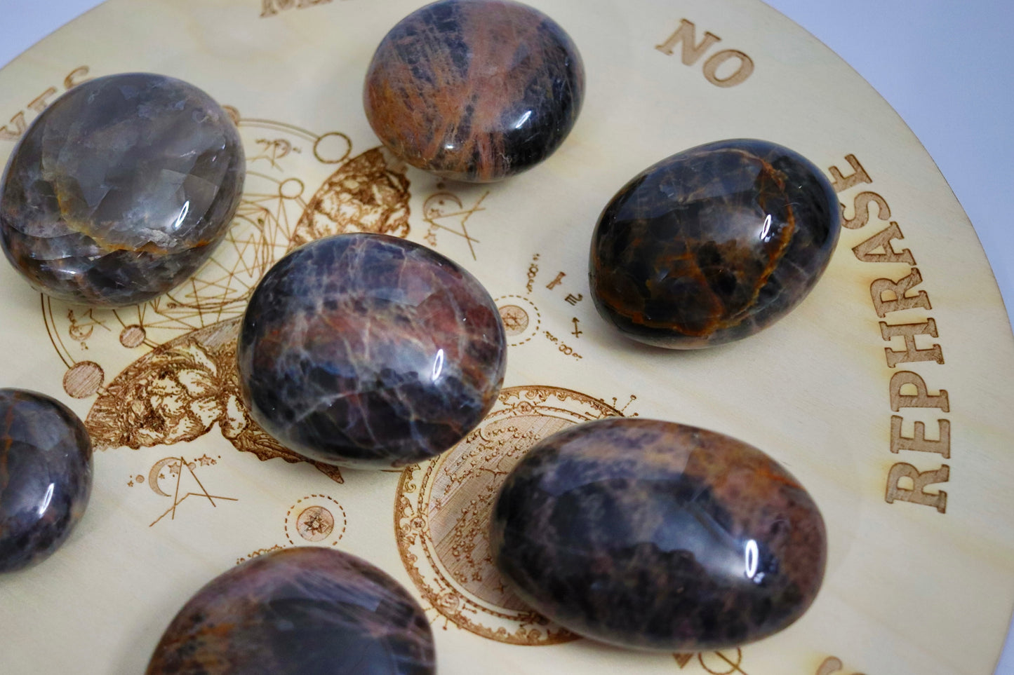 Black Moonstone Palm Stones