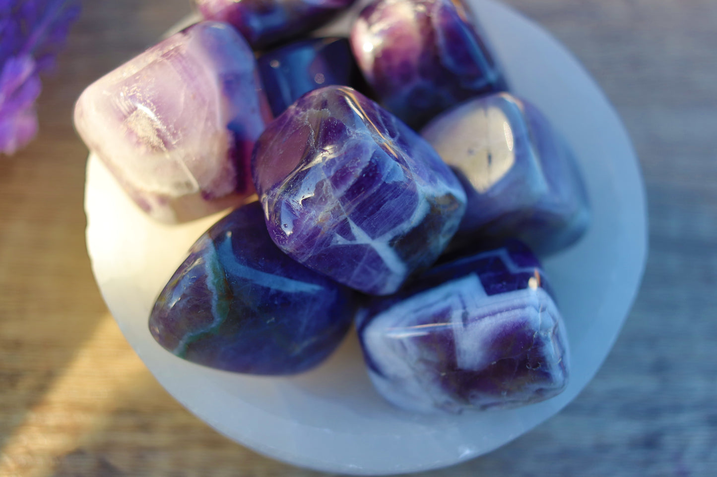 Chevron Amethyst Tumbled Stone