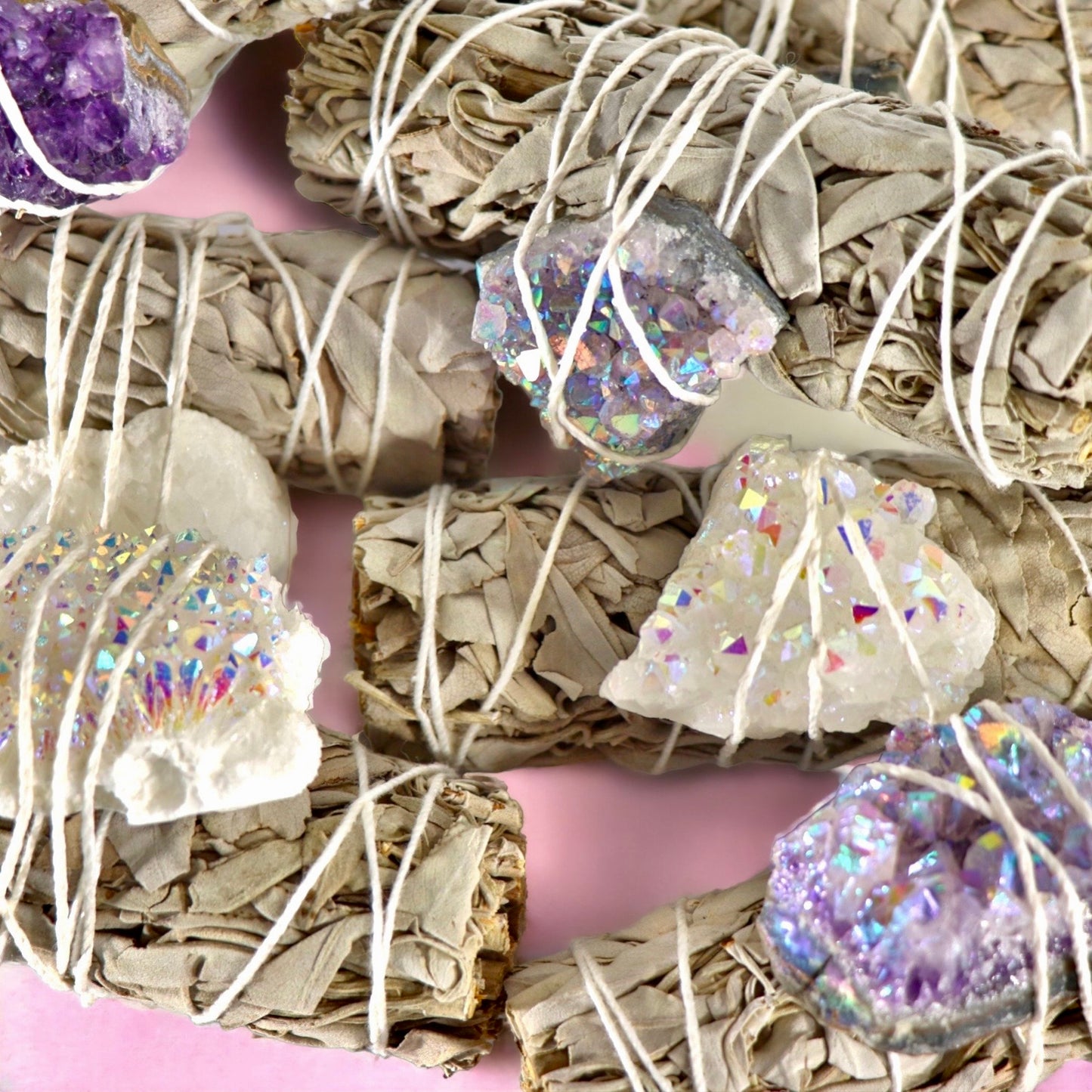 White Sage w/ Angel Aura Quartz