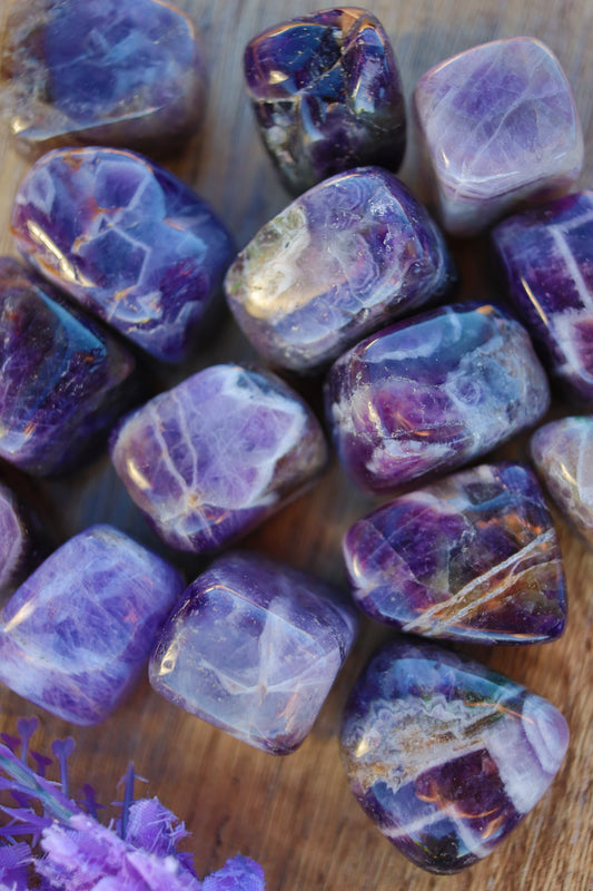 Chevron Amethyst Tumbled Stone