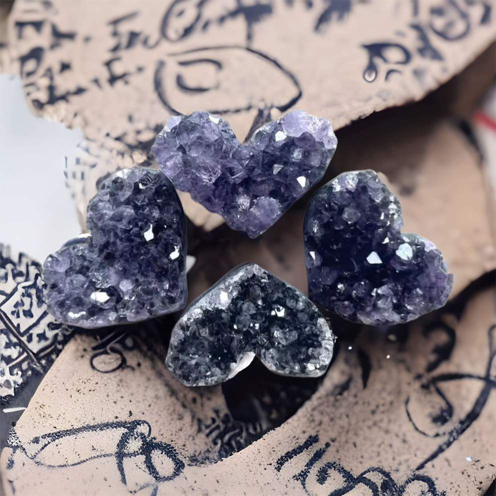 Amethyst Cluster Heart Carving