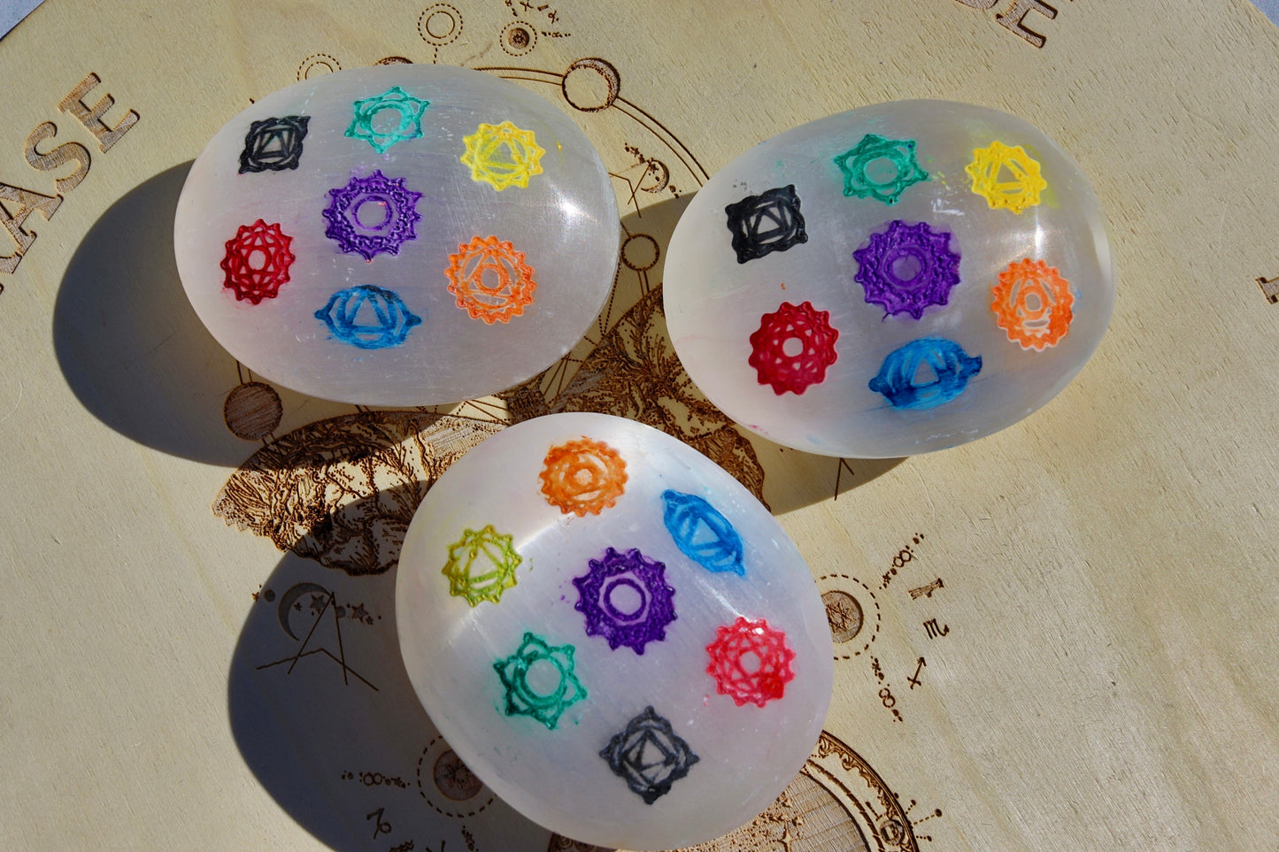 7 Chakra Selenite Palmstone