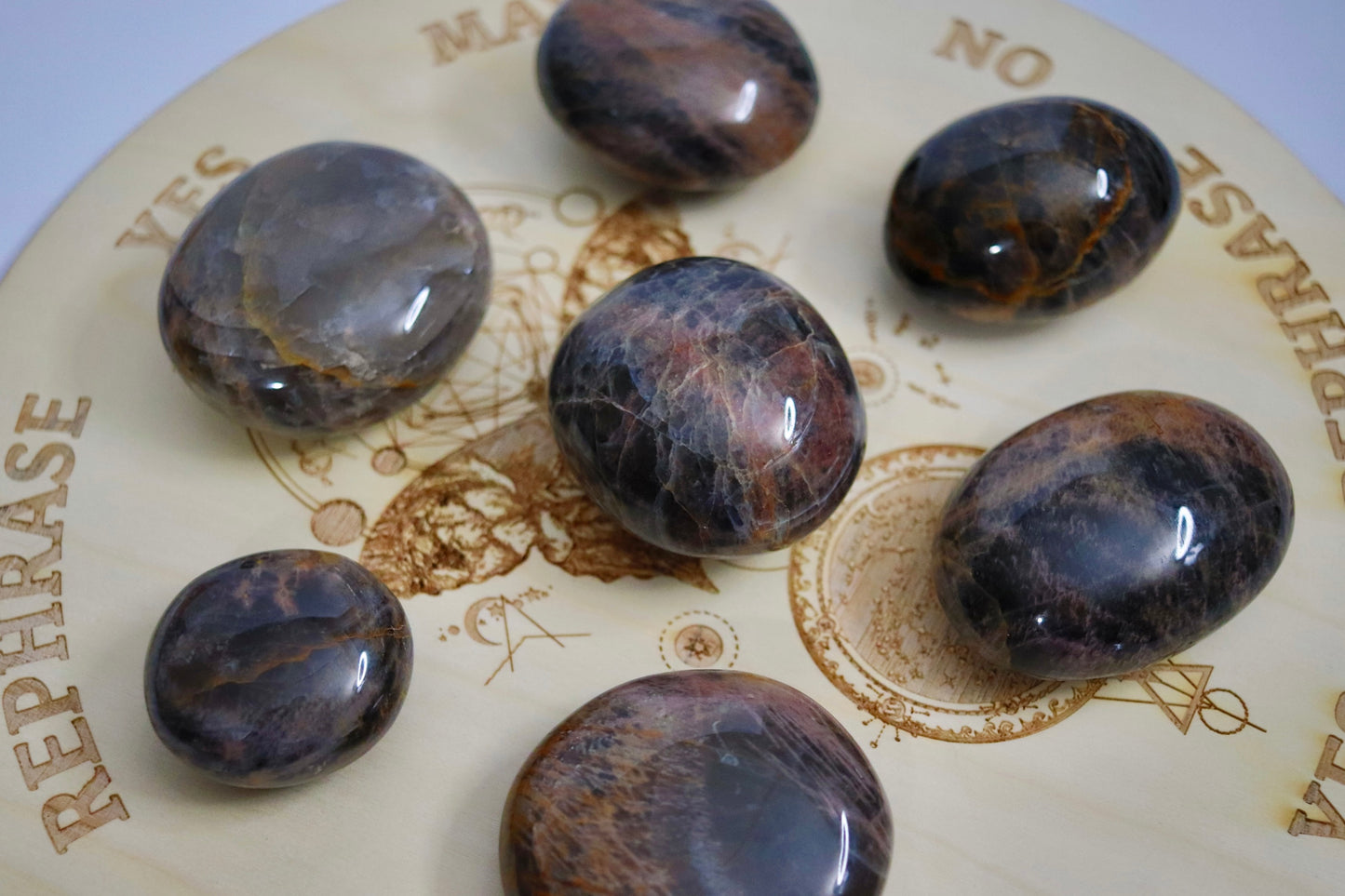 Black Moonstone Palm Stones