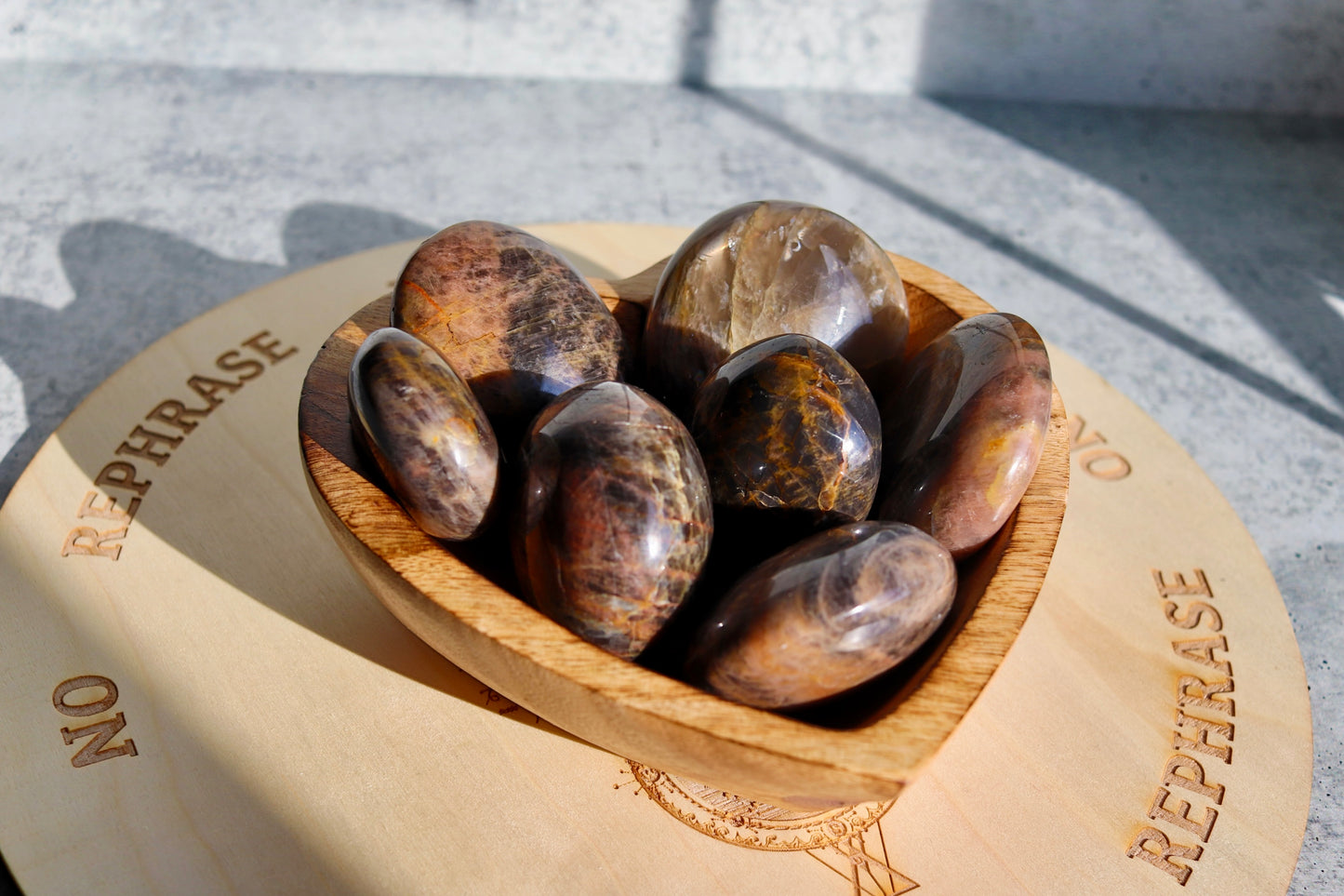 Black Moonstone Palm Stones