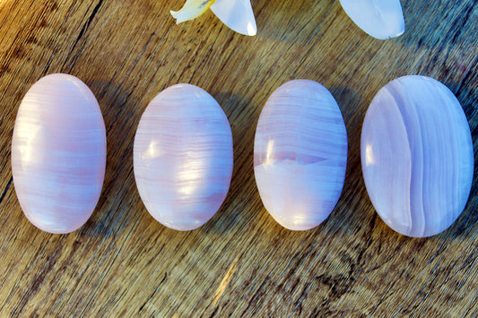 Pink Mangano Calcite Palm Stone
