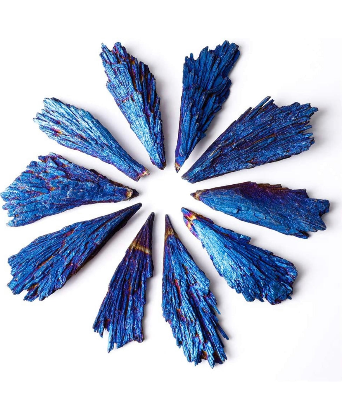 Rainbow Aura Peacock Titanium Kyanite Wing Fan