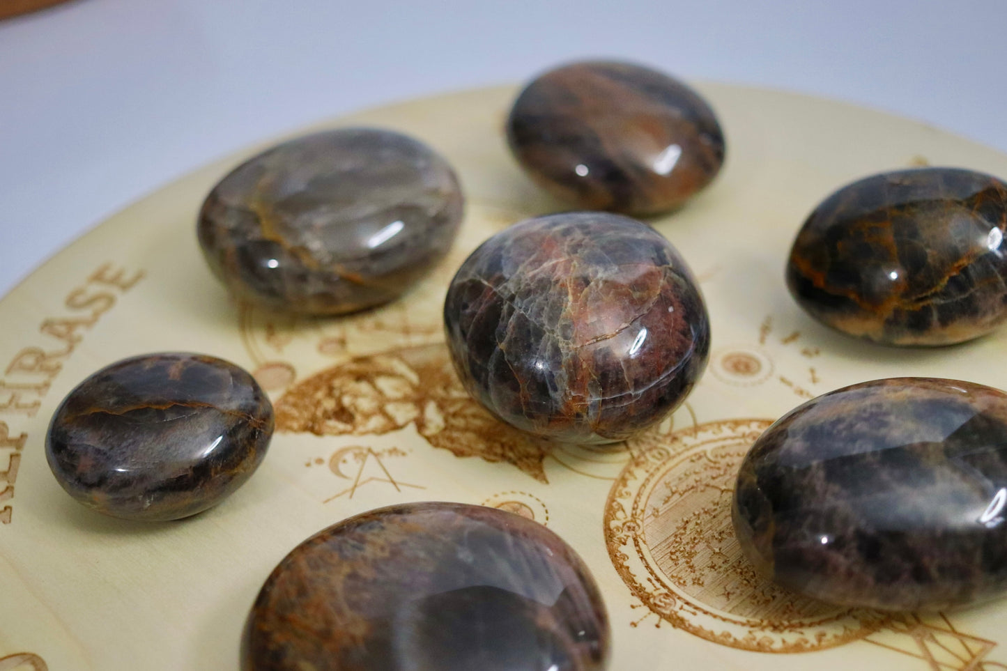 Black Moonstone Palm Stones