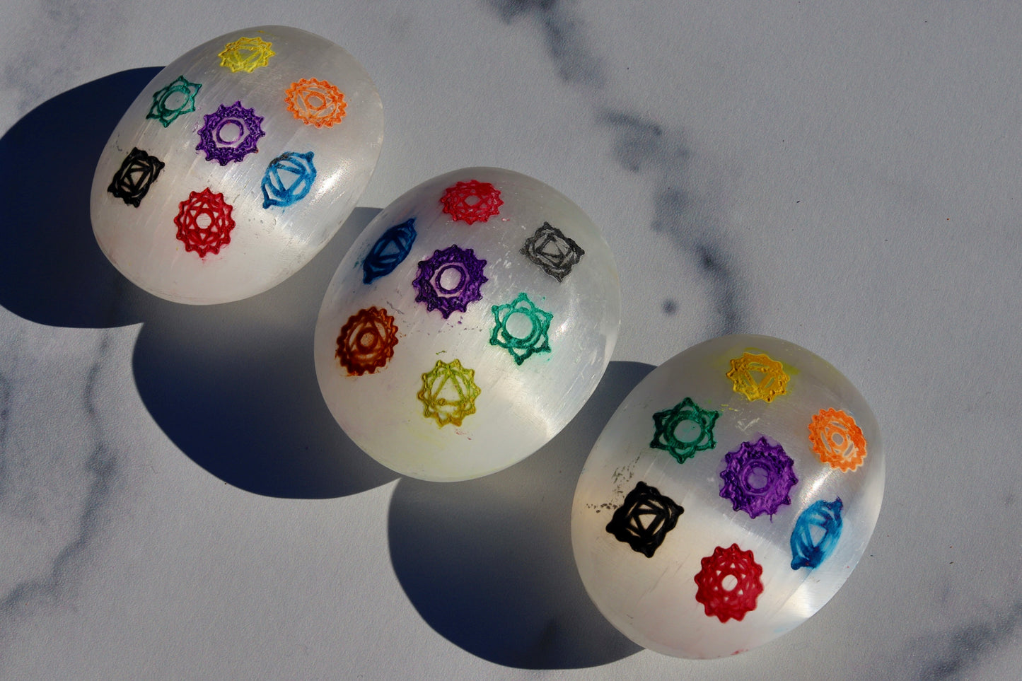 7 Chakra Selenite Palmstone