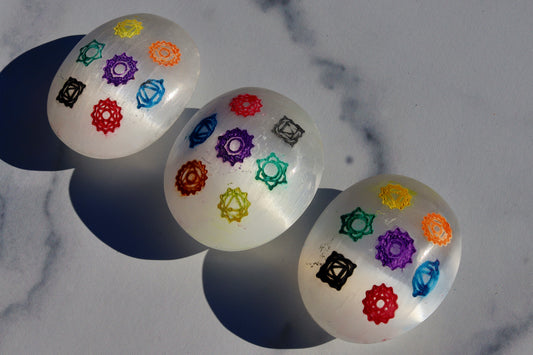 7 Chakra Selenite Palmstone